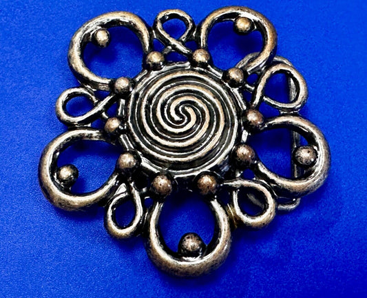 Beautiful Antique?  Abstract Swirl Flower See-Through Hippy Vibe Belt Buckle