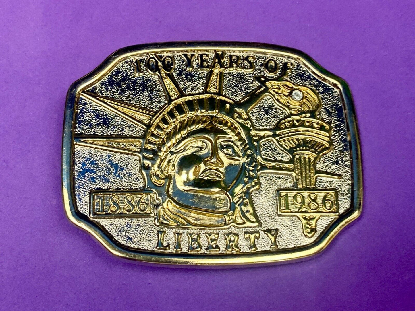 1886-1986 100 Years Of Liberty Statue Of Liberty Patriotic Belt Buckle