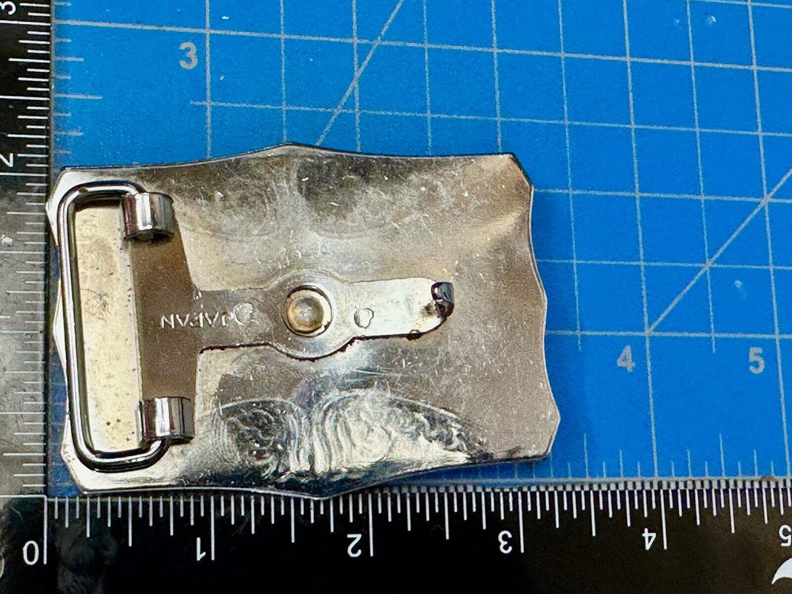 Two tone Raised Longhorn Cow Steer on Vintage Belt Buckle made in Japan
