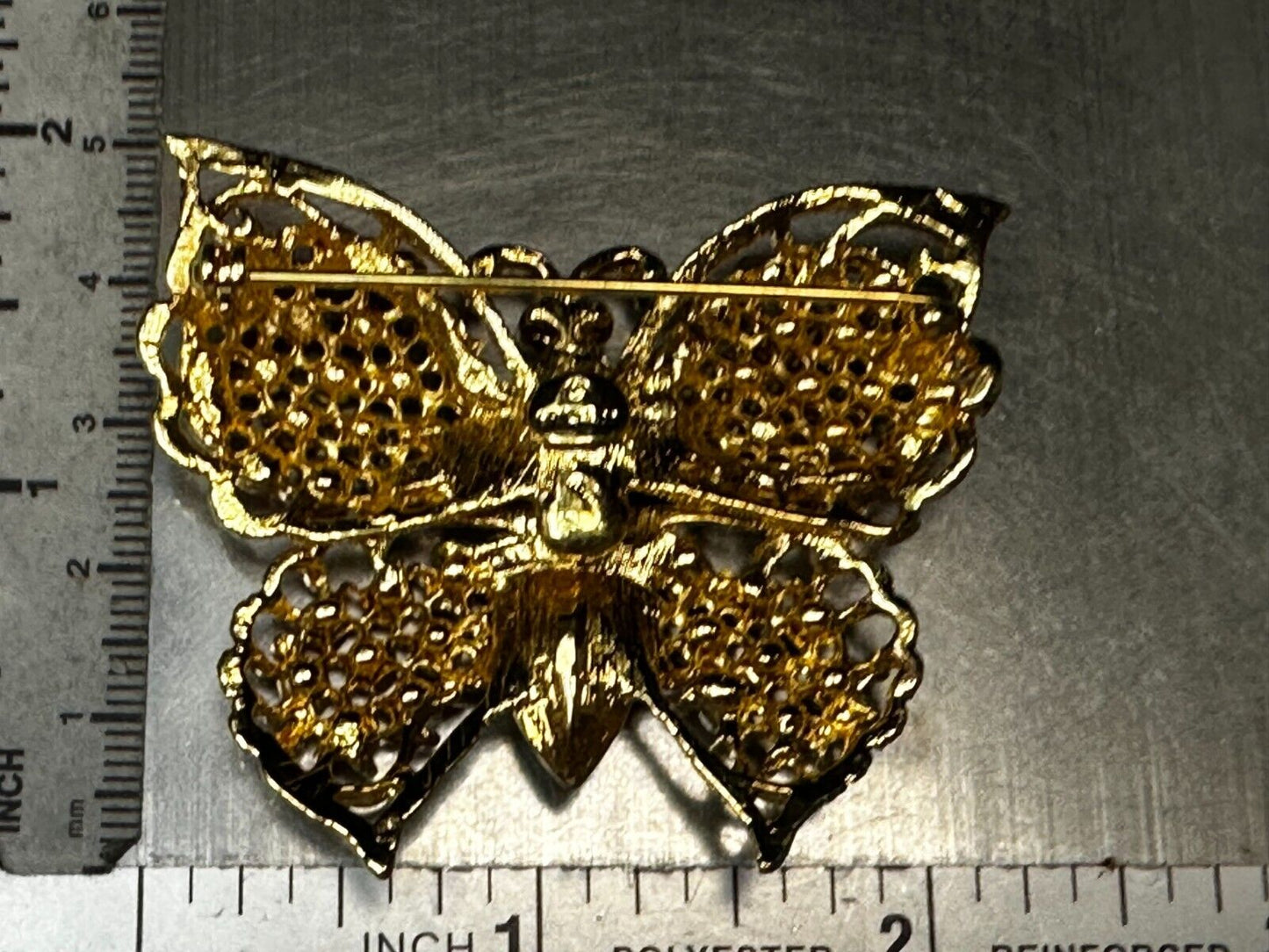 Aurora Borealis Butterfly Jeweled Insect Figural Brooch Pin Signed By Graziano