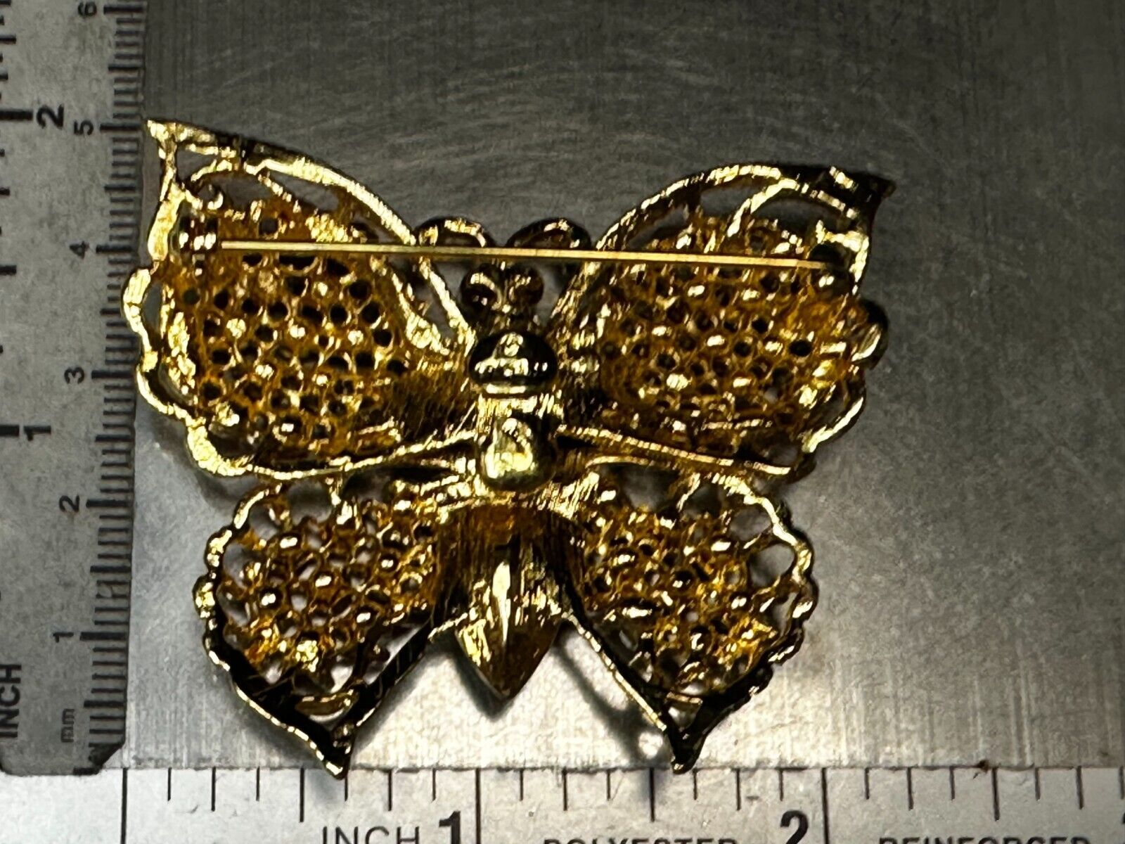 Aurora Borealis Butterfly Jeweled Insect Figural Brooch Pin Signed By Graziano