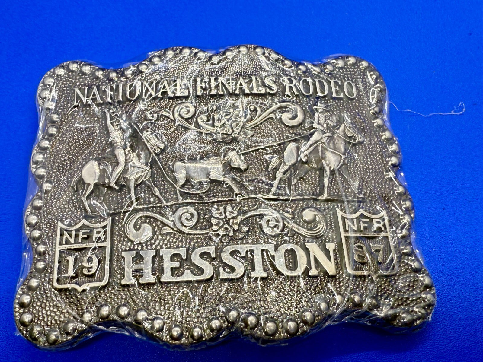 1987 Hesston NFR National Finals Rodeo Cowboys Award Design Medals Belt Buckle