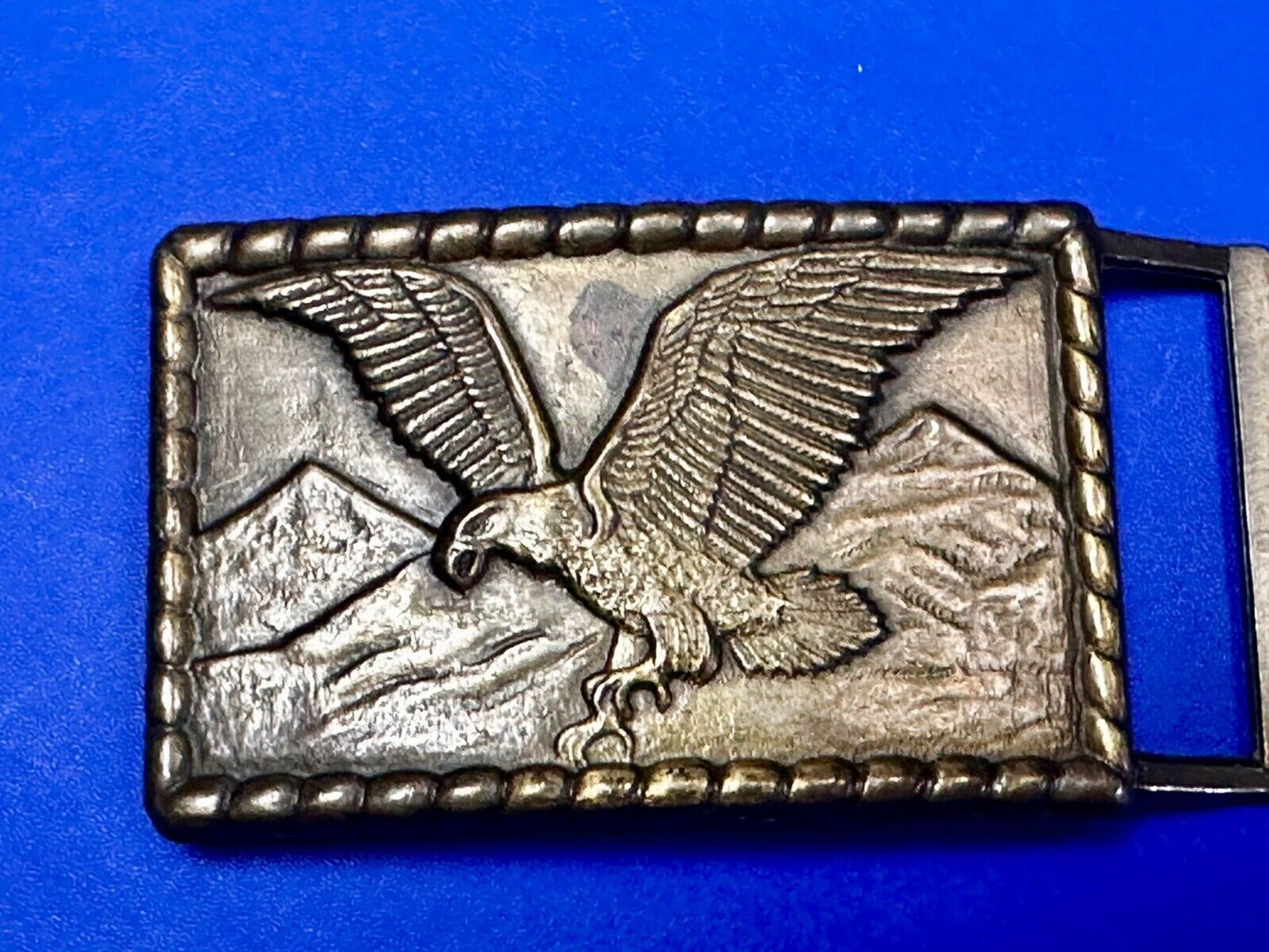 American Bald Eagle flying over majestic USA mountains Vintage Belt Buckle