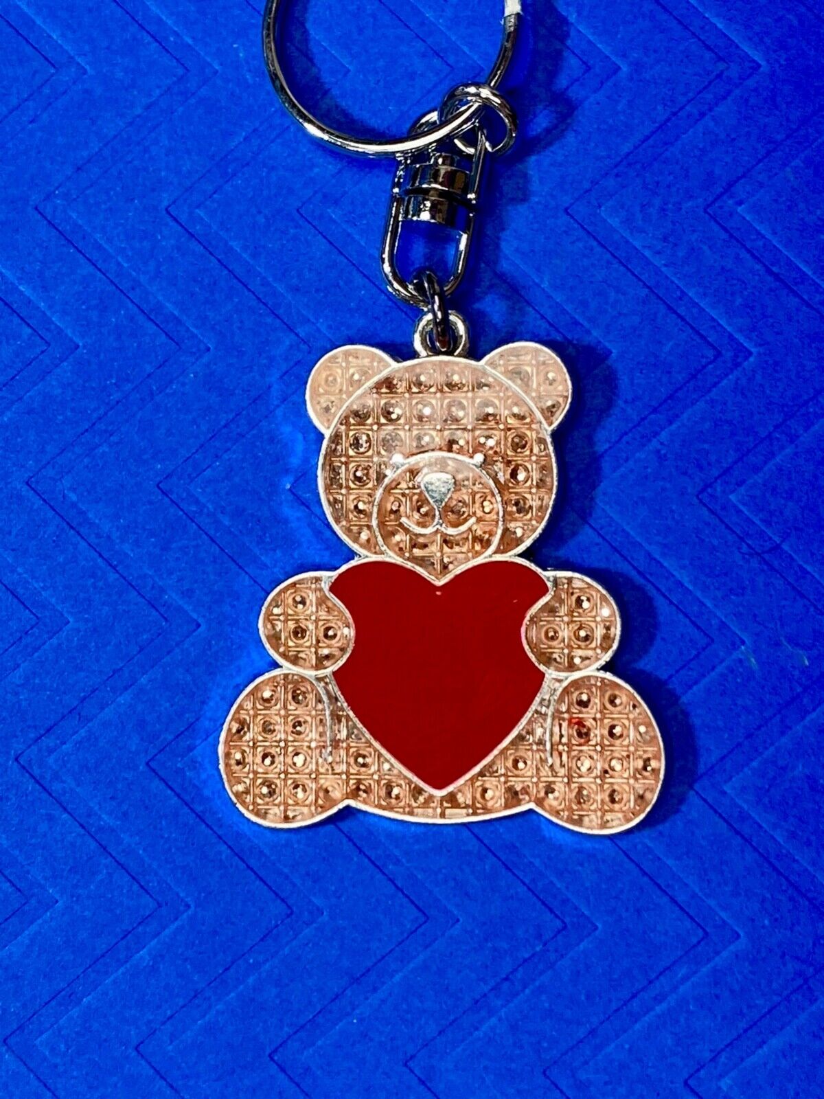 Adorable Teddy Bear holding Red Heart - Love Keychain - Key Ring Chain