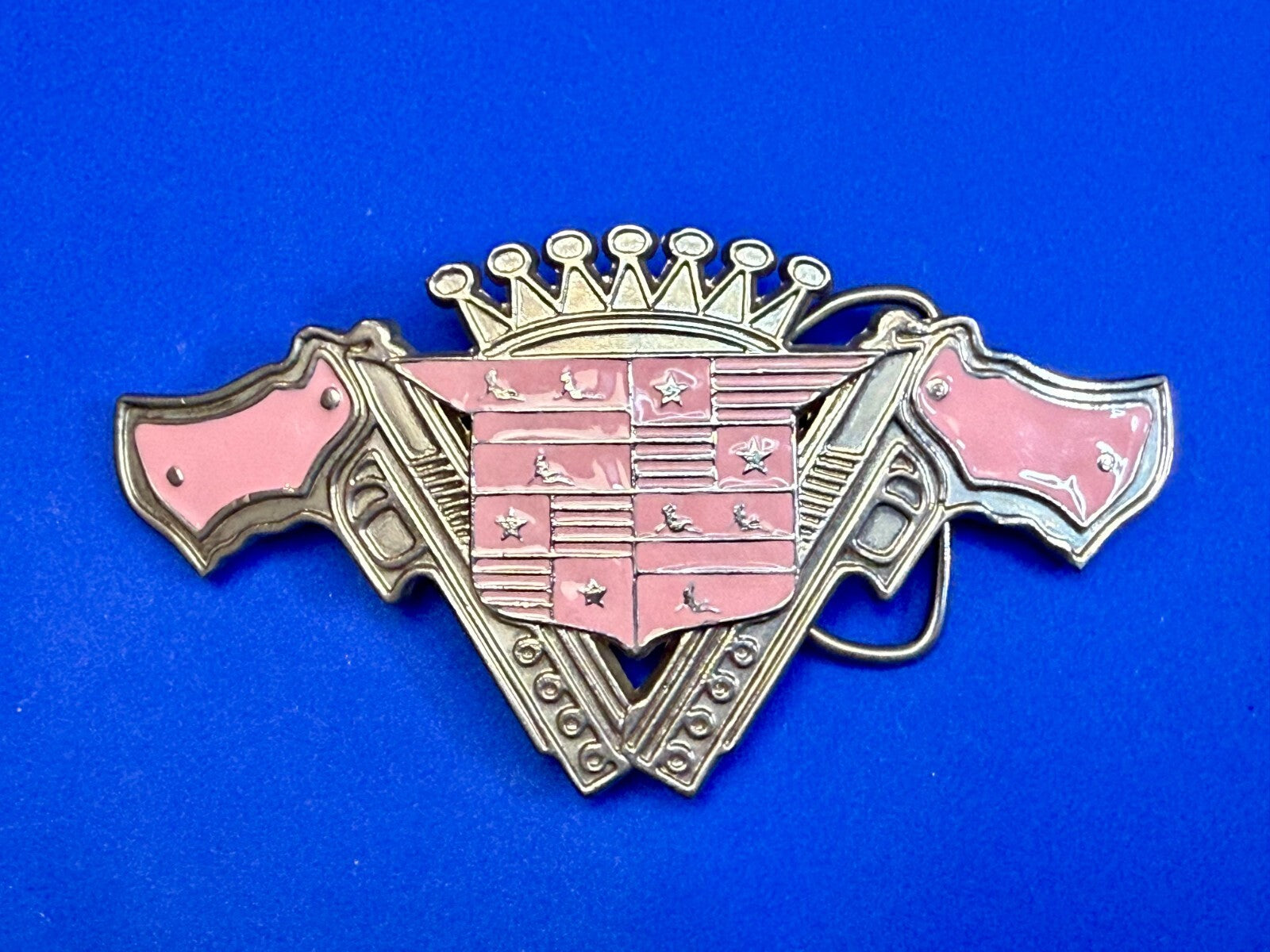 90's Pink Guns Caddy Crest Crown Cadillac Logo Emblem Belt Buckle by 187 INC