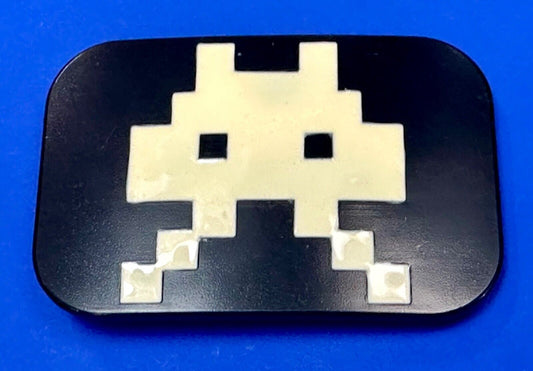 Video Game Arcade Icon Character Black & White Pixilated Shape Belt Buckle