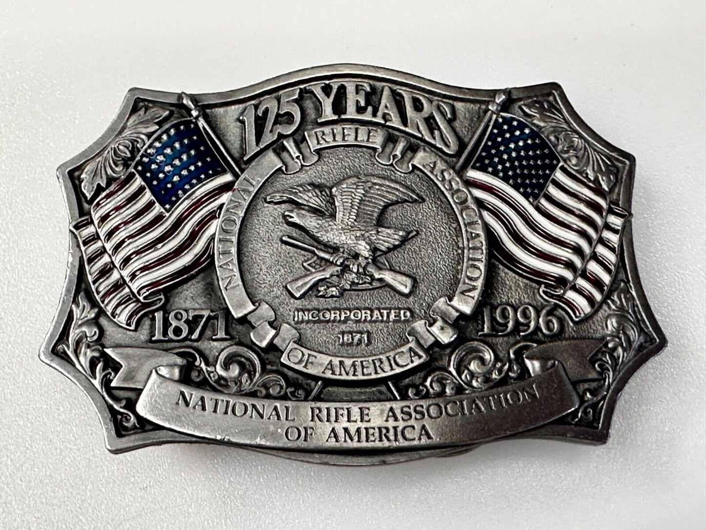 125 Year Celebration Gun Rights NRA National Rifle Association Vtg. Belt Buckle