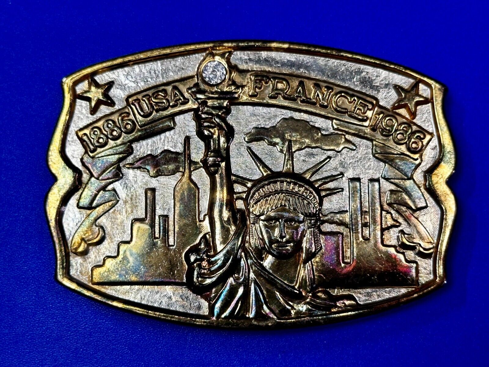 1886-1986 USA FRANCE Statue of Liberty belt buckle - Hammond Mint Commemorative