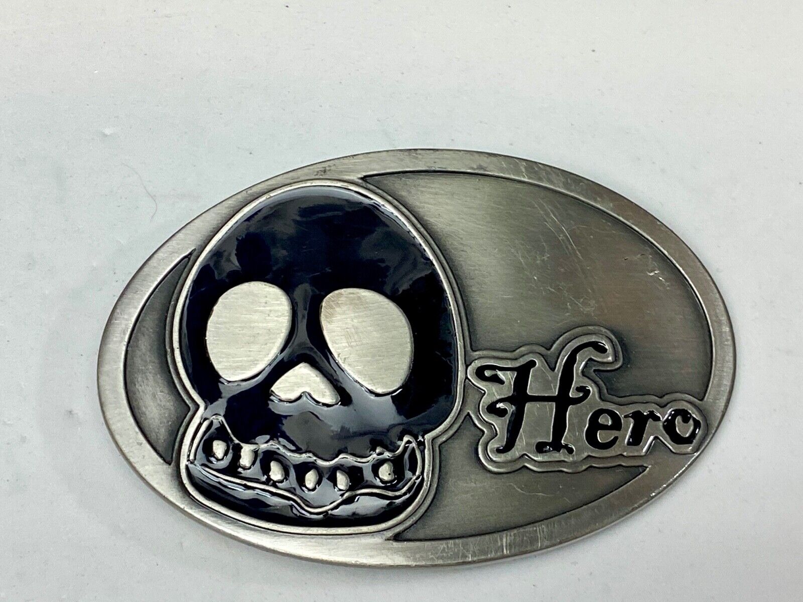 Black & Silver color HERO skull biker punk belt buckle 