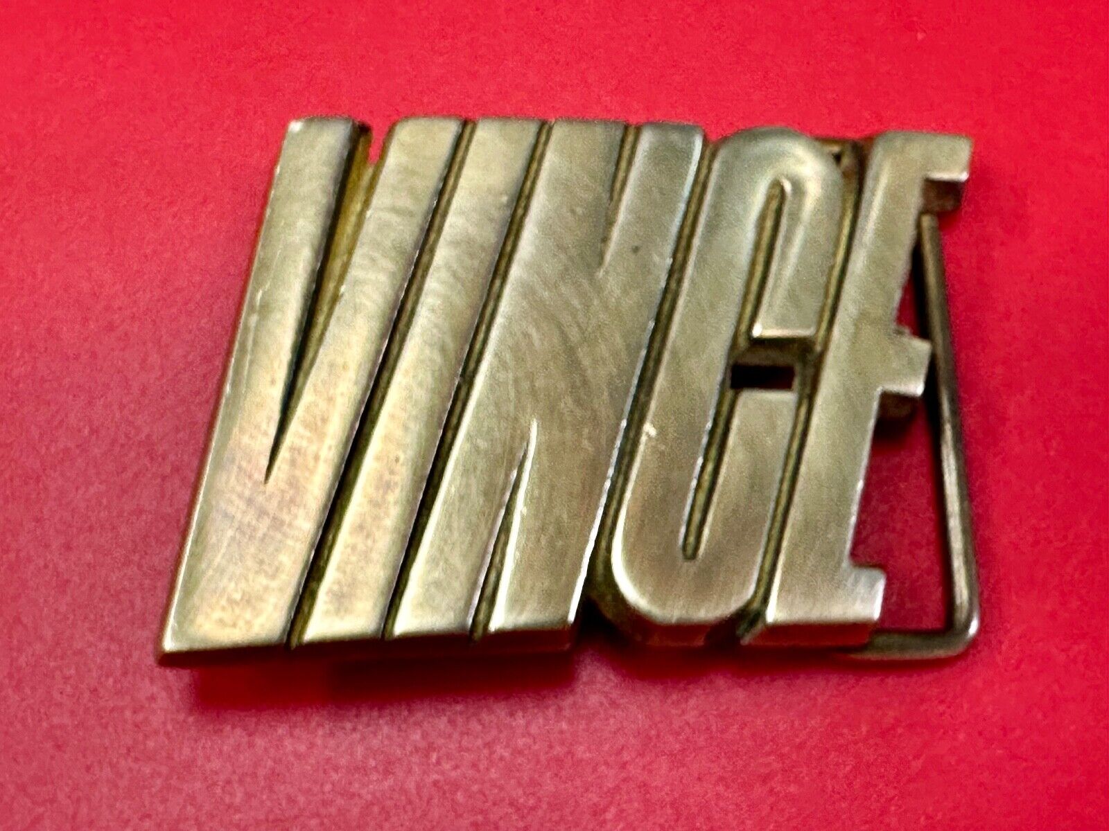 VINCE  custom name cutout block letter solid brass belt buckle by Baron Buckles