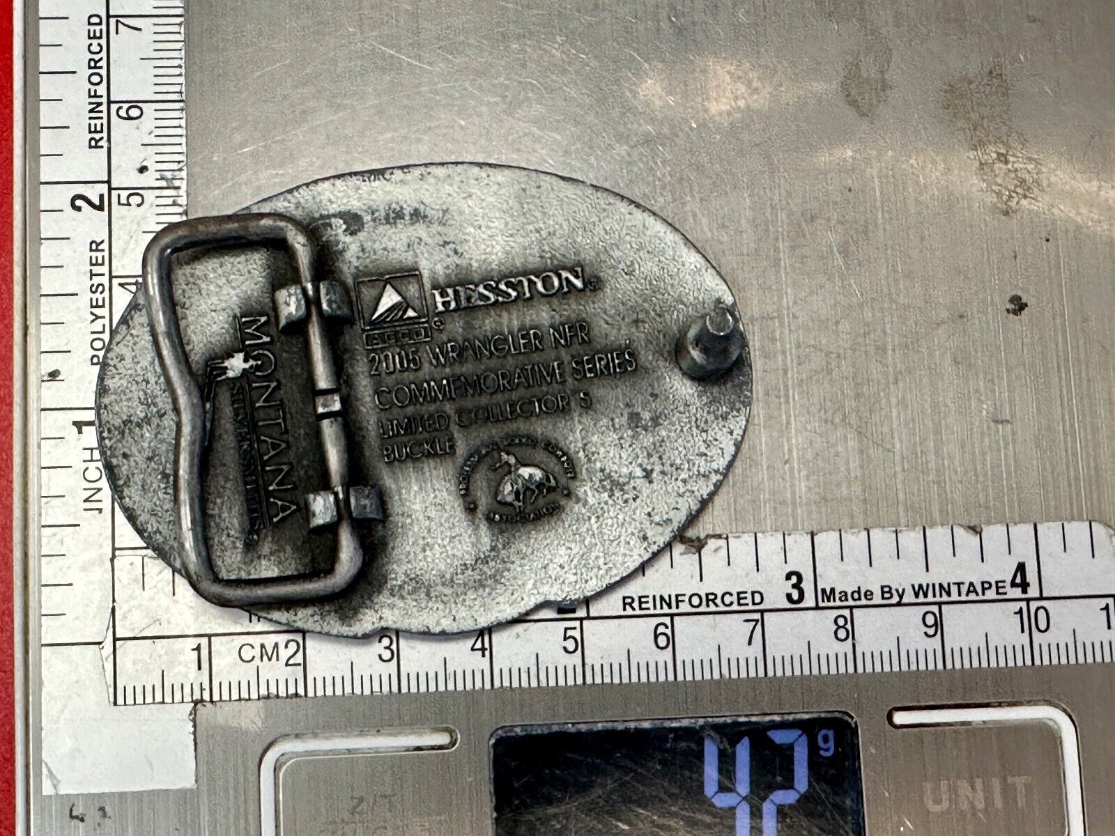 2005 NFR Cattle Rodeo Roping Cowboy Montana Silversmiths award SMALL belt buckle