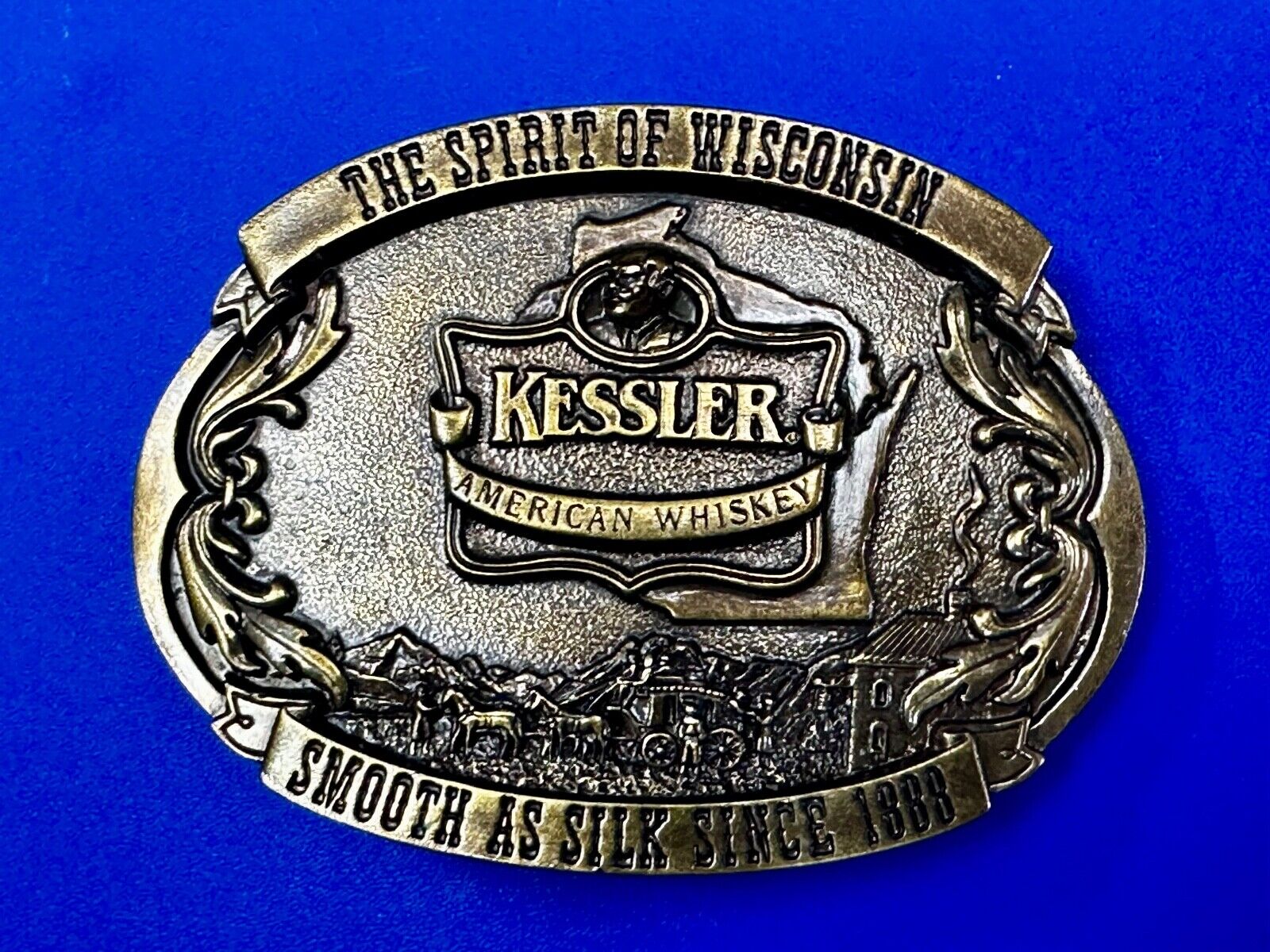 The Spirit of Wisconsin - KESSLER  American Whiskey Belt Buckle Smooth As Silk