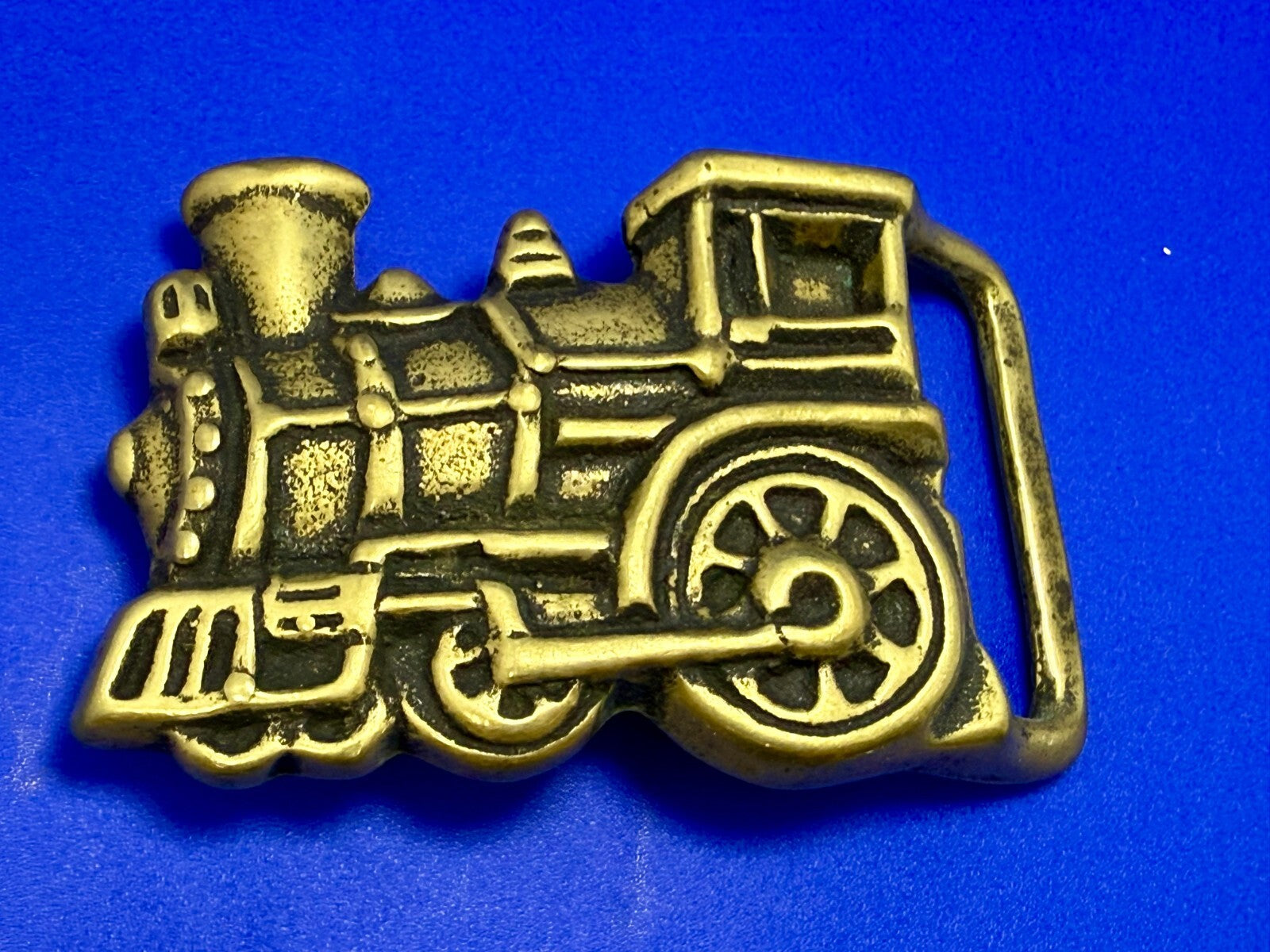 Toy Railroad Steam Engine Locomotive Train Cutout Solid Brass Belt Buckle