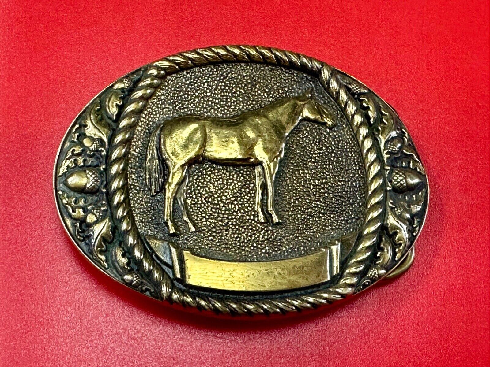 Trophy Award Style Standing HORSE Vintage belt buckle by Sunset brass
