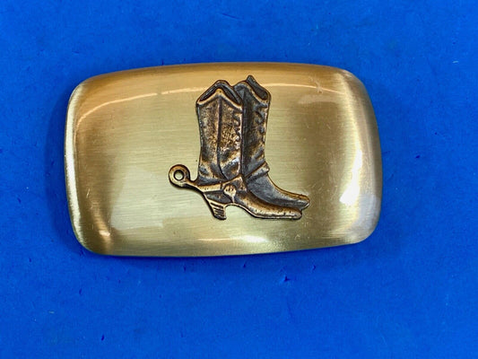 Vintage Chambers Western Rodeo Cowboy Boots With Spurs Belt Buckle 