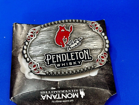 2023 PENDLETON WHISKY BRAND PROMO BELT BUCKLE MONTANA SILVERSMITHS COWBOY RODEO