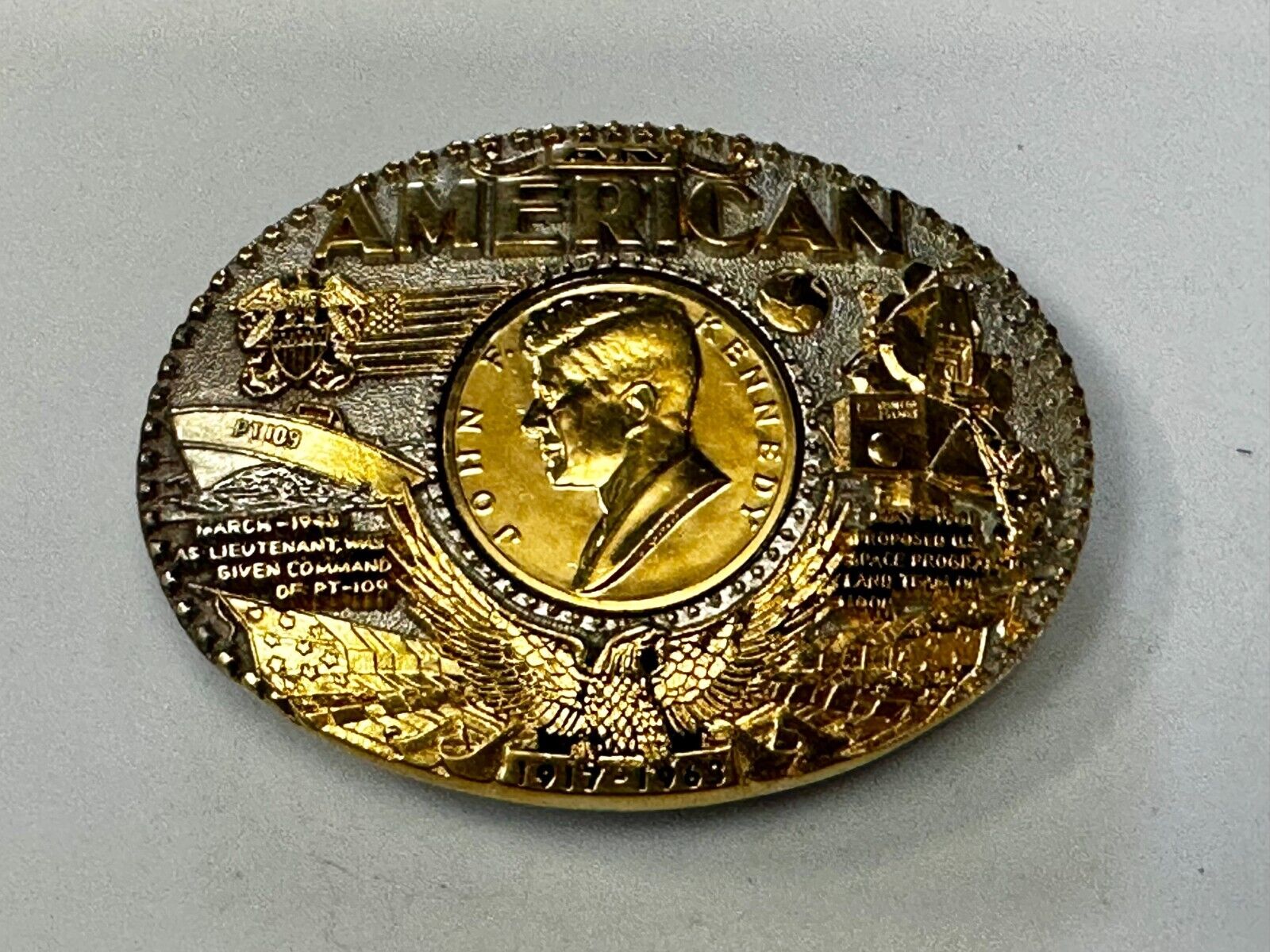 American John F Kennedy President Coin Belt Buckle First Edition #2173 ADM