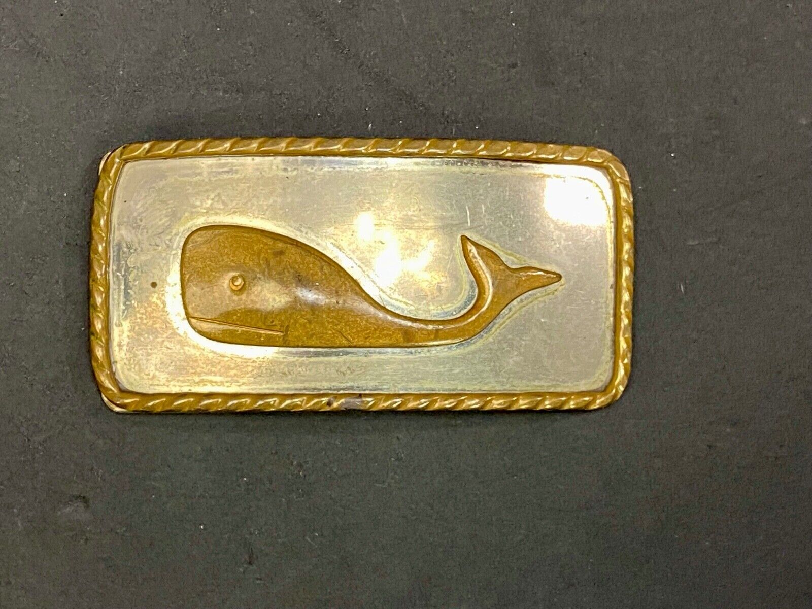 Unique, Mixed Metal German Silver Whale Belt Scarf Buckle Clip Tie