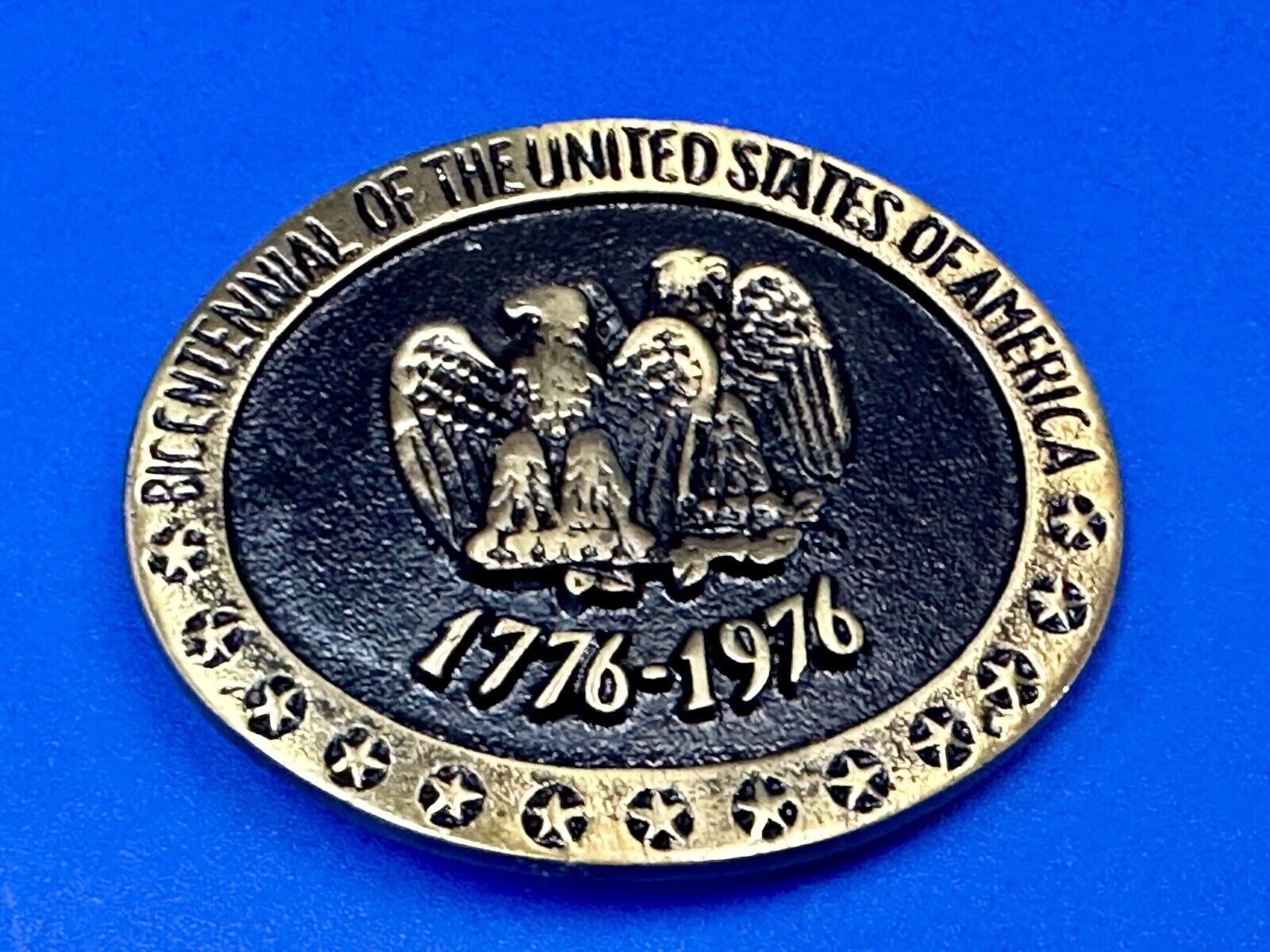United States of American bicentennial Patriotic Eagle solid brass belt buckle