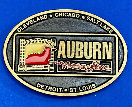 Vintage Auburn Versa Hoe Industrial Services Solid Brass Belt Buckle 