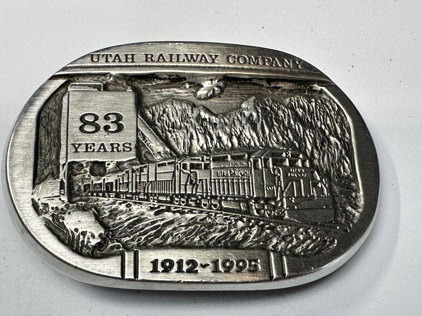 Utah Railway Co Vtg Train Railroad 83 Years - Gary Prazen Sculpture Belt Buckle