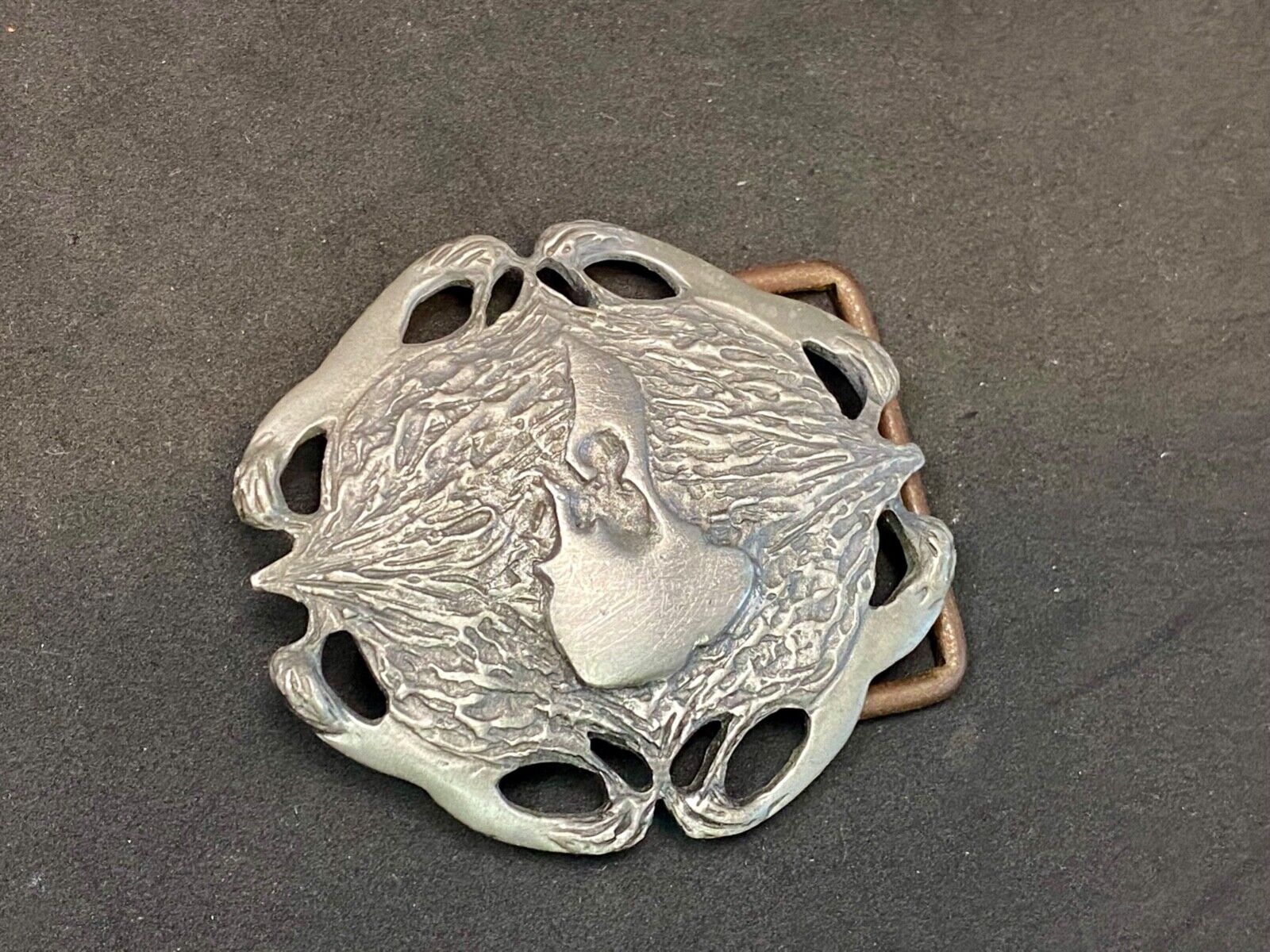 Abstract Duck, Birds Cowboys?   Unique Pewter Belt Buckle By Ojb 1999