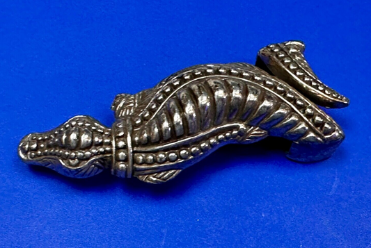 Alligator Crocodile Figural Silver Tone Vintage 1995 Belt Buckle