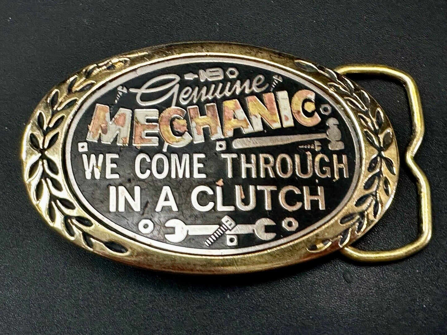 A Genuine Mechanic We come through in a clutch -Aminco 1980 Brass Belt Buckle