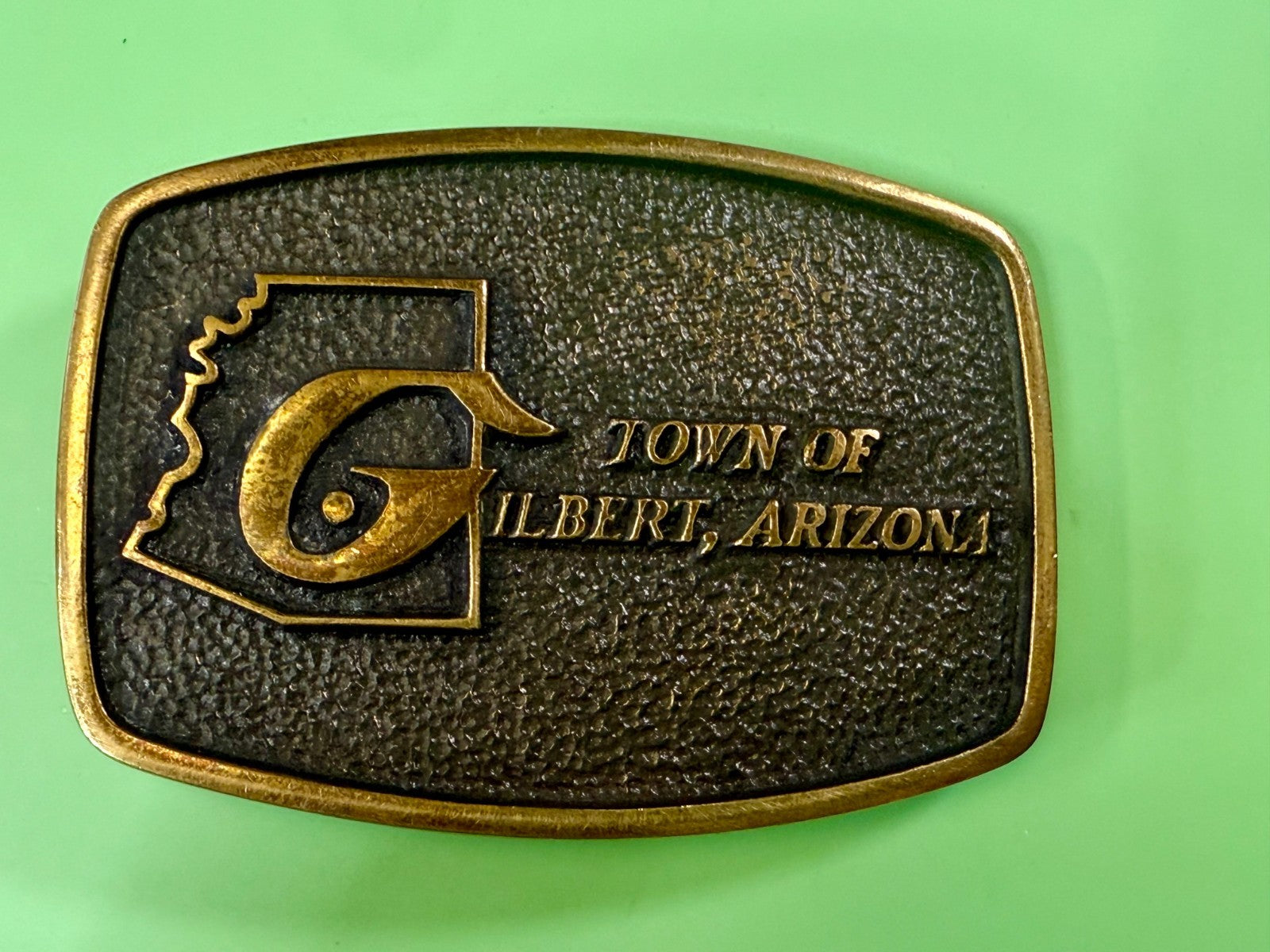 Town of Gilbert Arizona Vintage 1978 Commemorative Solid Brass BTS Belt Buckle