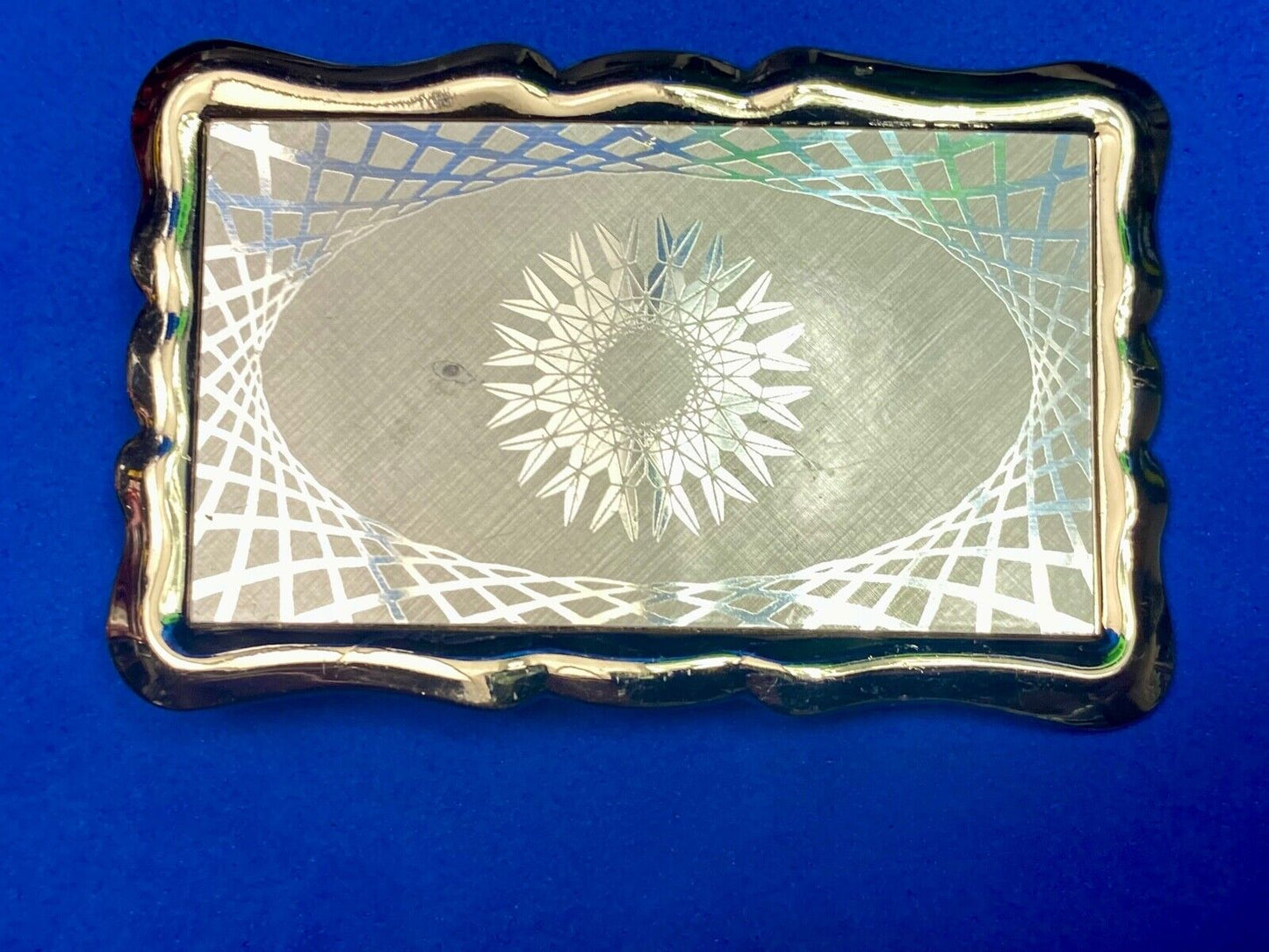 Vintage Etched Star Western Burst Pattern Fine Line Snowflake Belt Buckle 