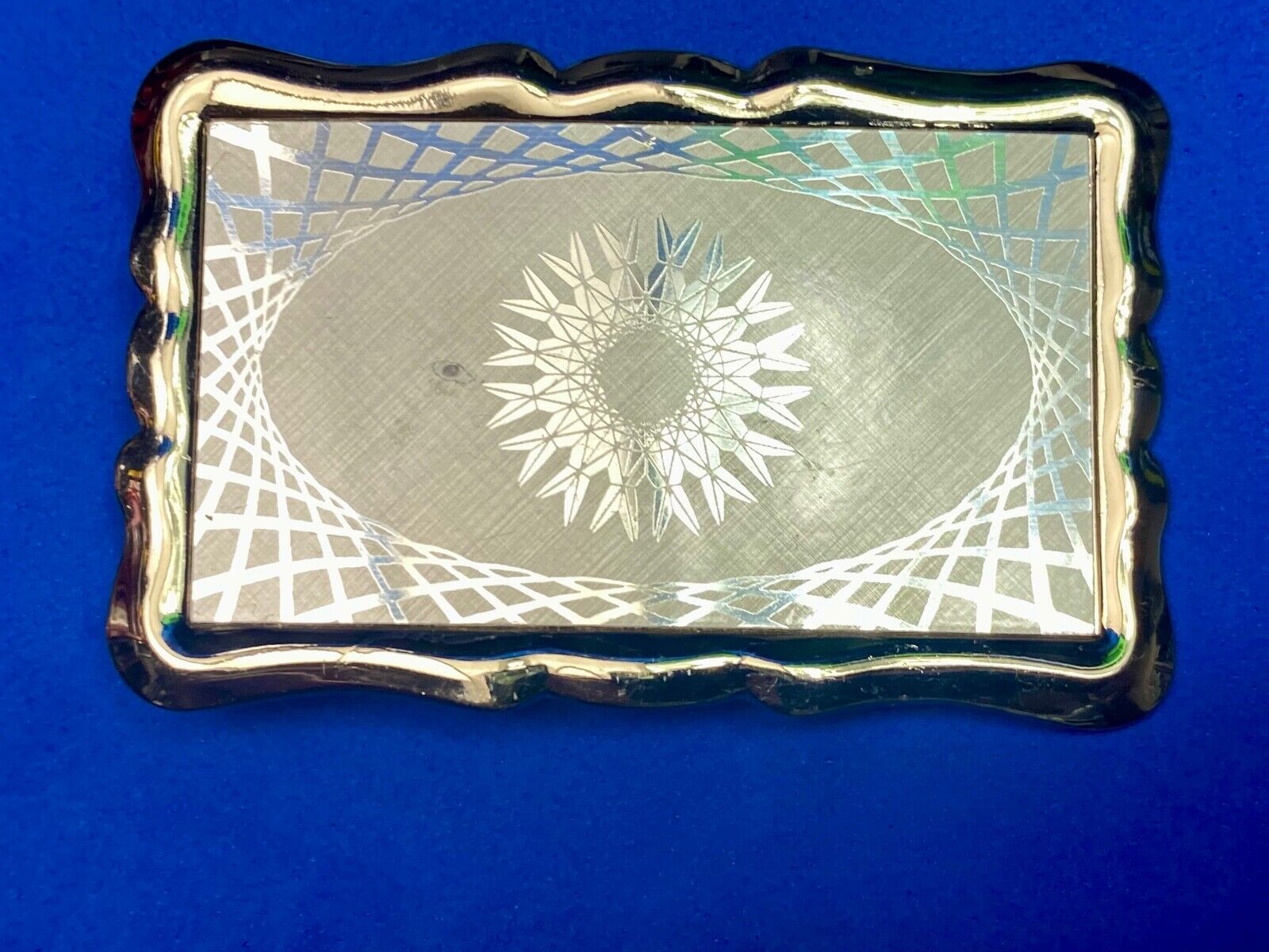 Vintage Etched Star Western Burst Pattern Fine Line Snowflake Belt Buckle 
