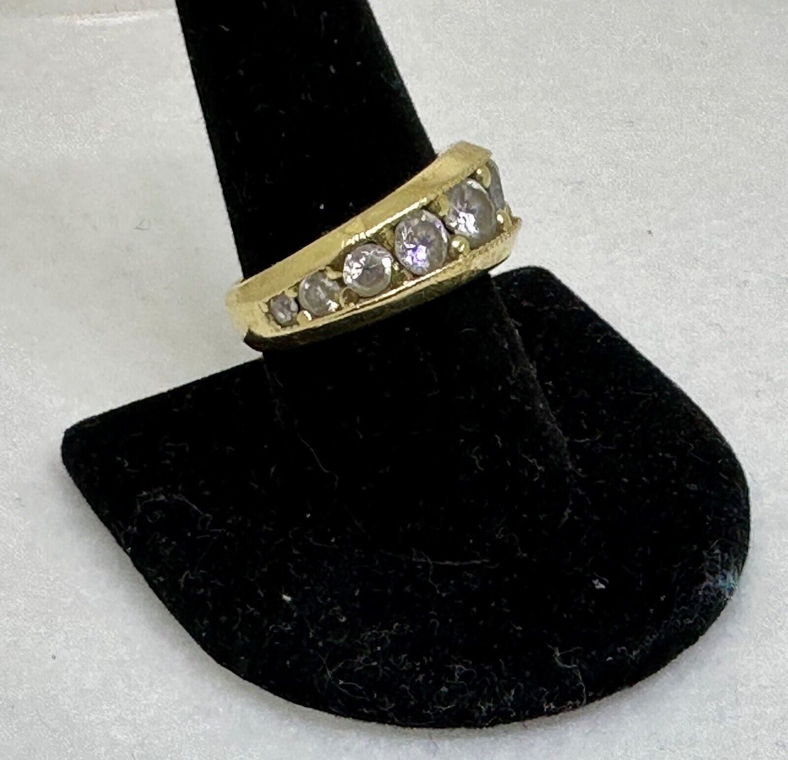 14K Gold BJ Engraved Cubic Zirconia Ring  - Band Sz 9.5  - 9.8 grams