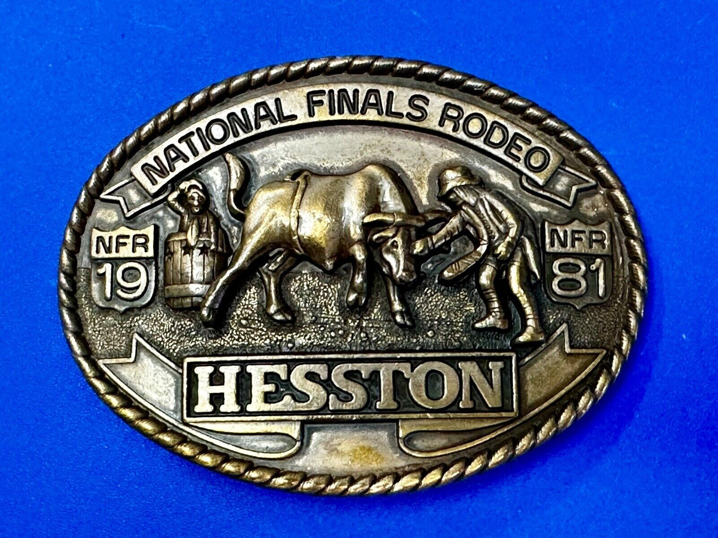 1981 NATINOAL FINALS RODEO NFR Commemorative Cowboys Art Belt Buckle