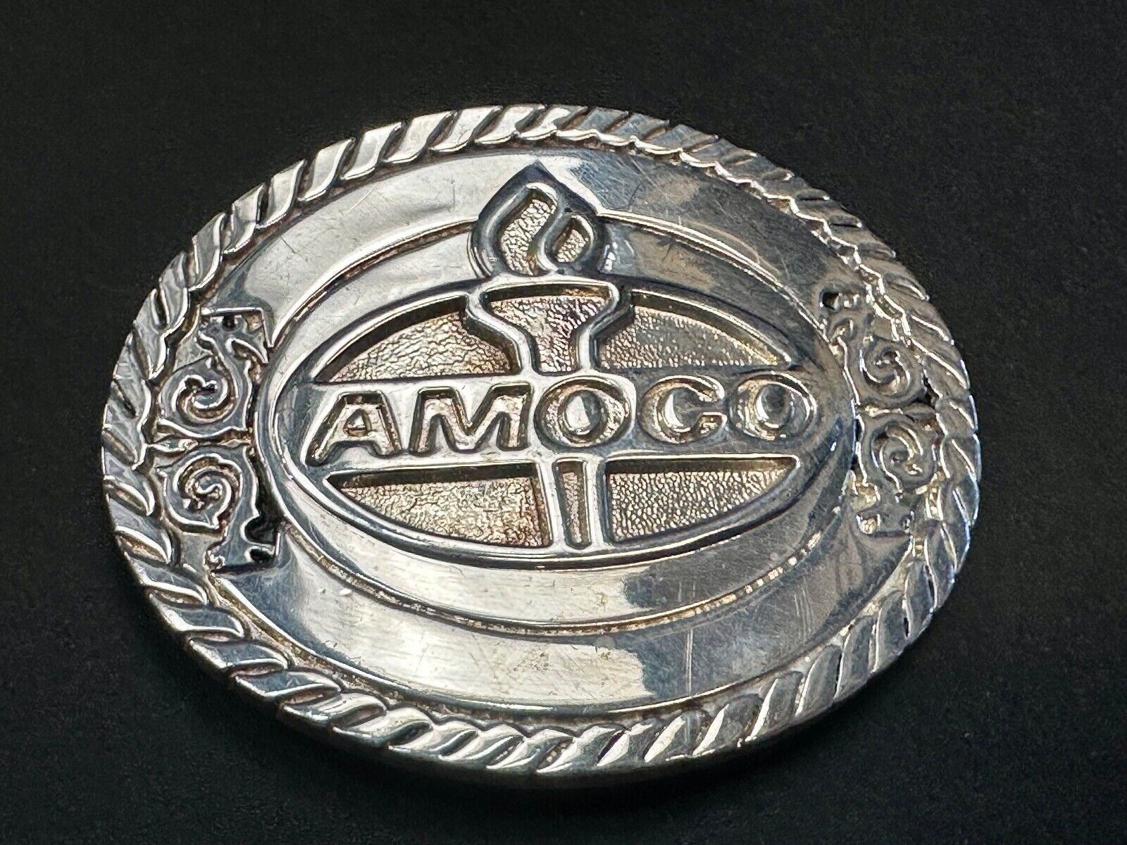 Amoco Oil Gas Mining Fuel Company logo Vintage 1981 belt buckle by by OC tanner