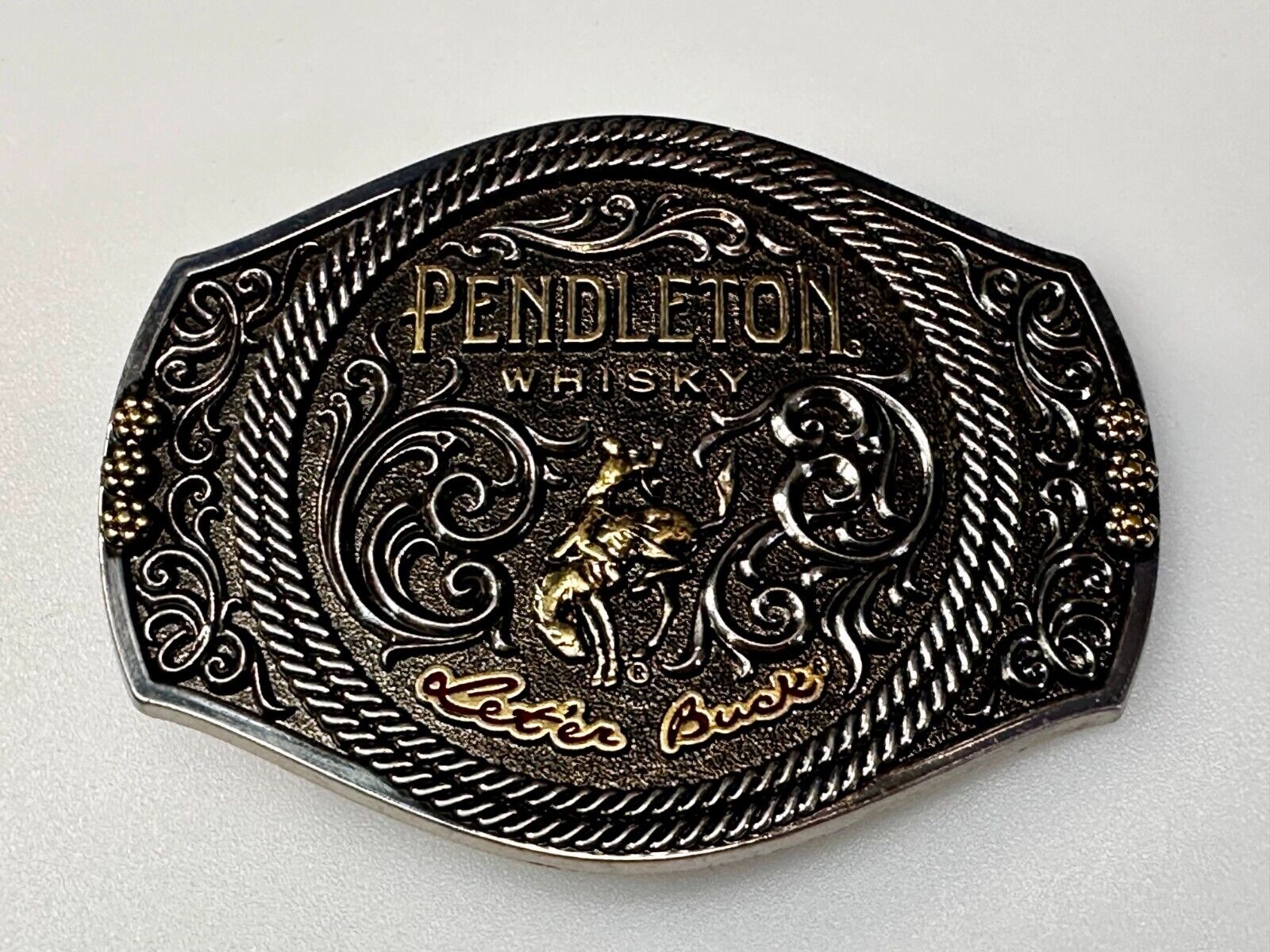 2021 Pendleton Whiskey Let'er Buck Rodeo Cowboy Montana Silversmiths Belt Buckle