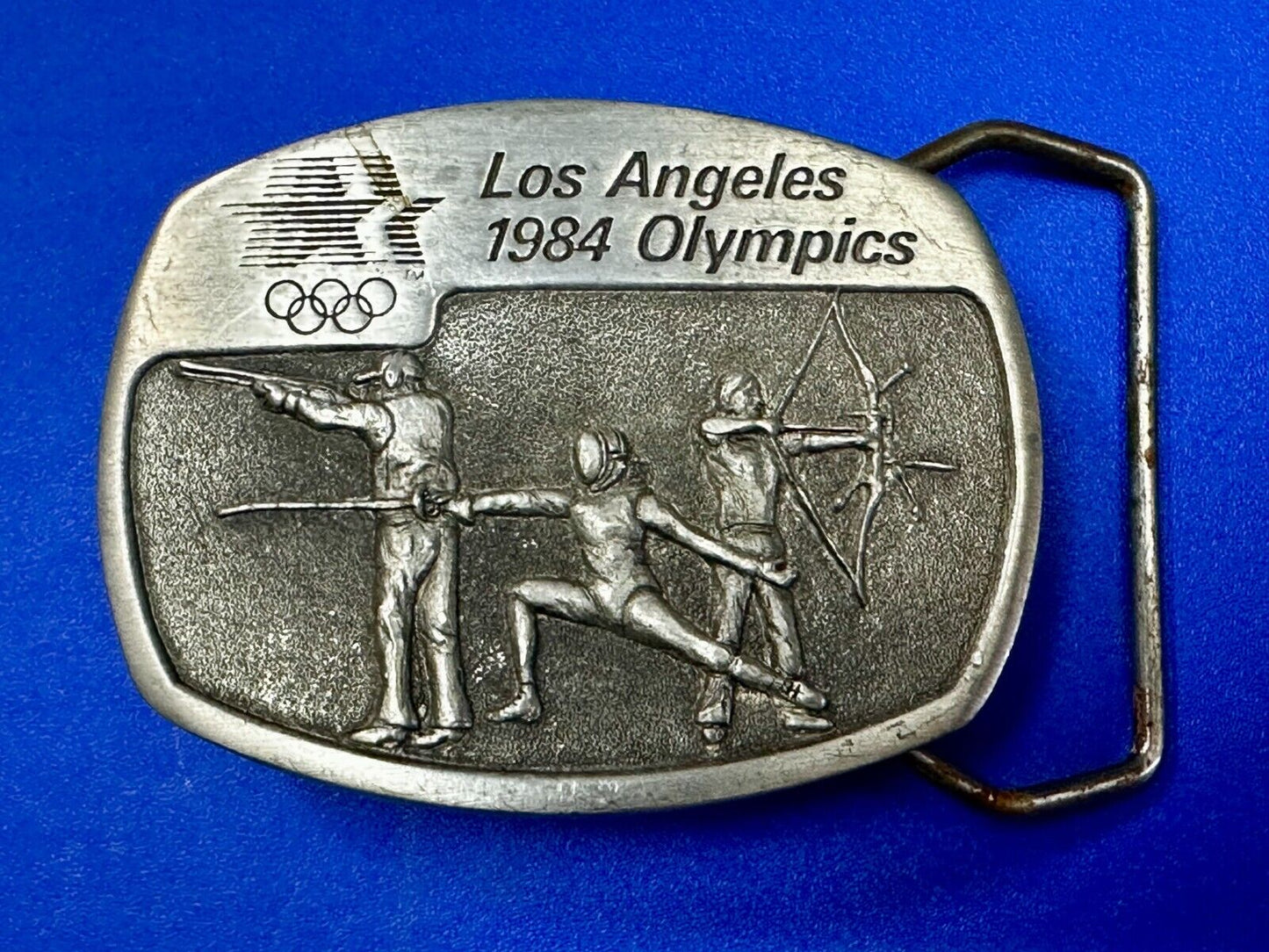 Archery Fencing Los Angeles CA 1984 Olympics Sanchez Pewter Belt Buckle