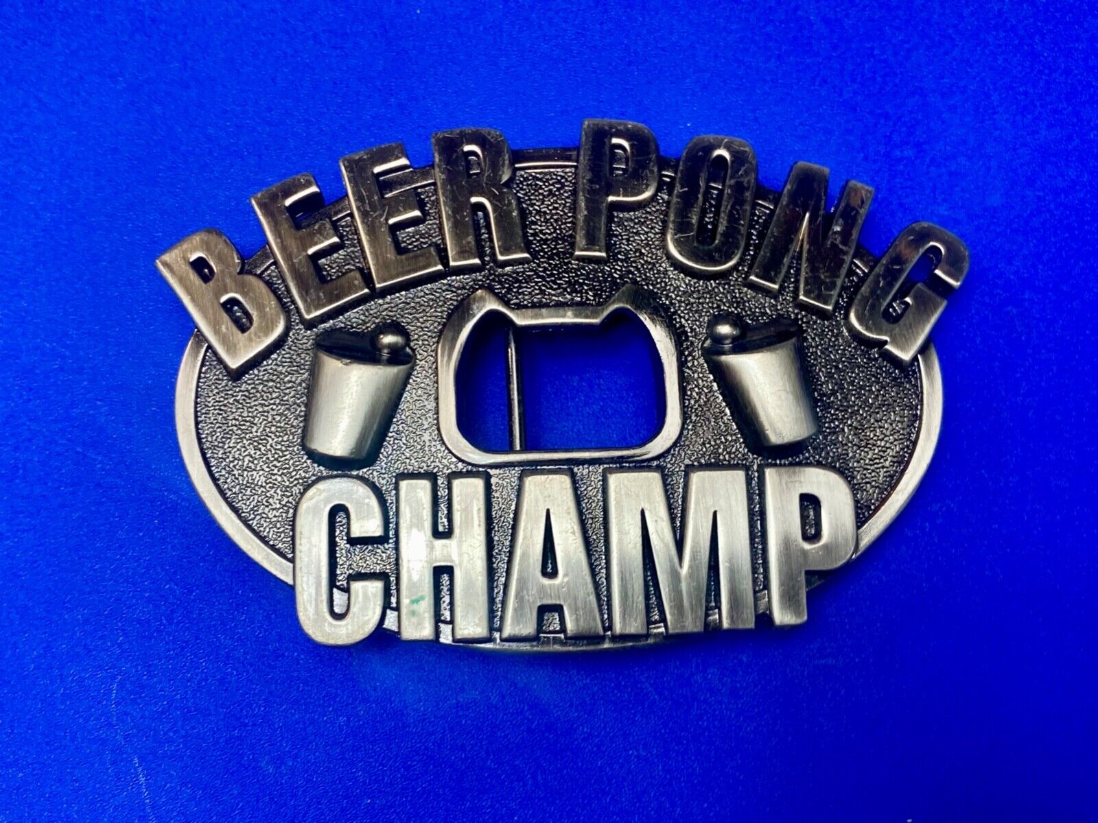 Beer Pong Champion Champ & Integrated Bottle Opener Belt Buckle College Gag Gift