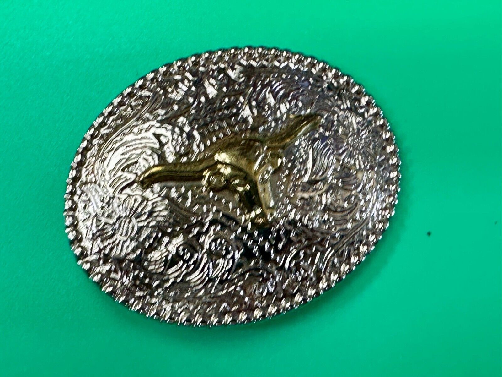 The Longhorn cow steer - cowboys cowgirls western two color oval belt buckle