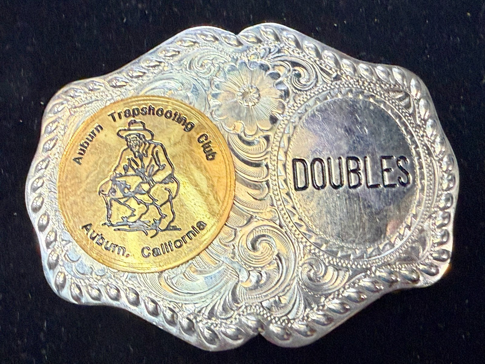 Auburn Trapshooting Auburn California Doubles Trophy Champion Awards Belt Buckle