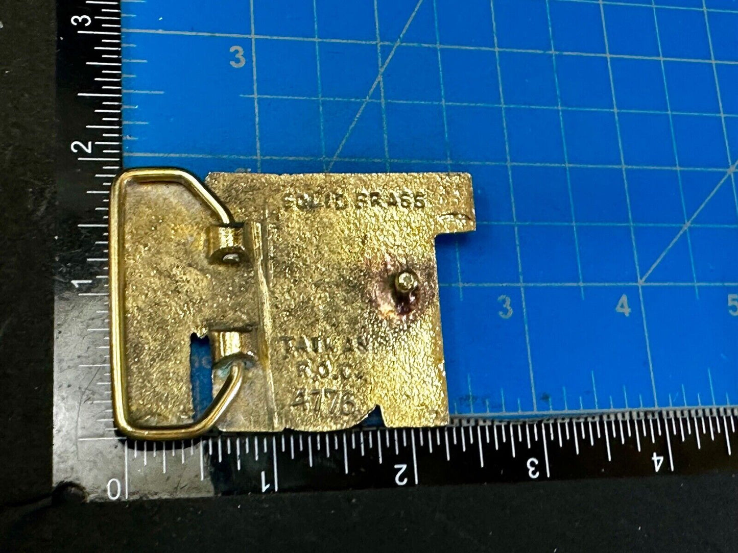 TOM - Custom Name cutout block letters Vintage Solid Brass Belt Buckle