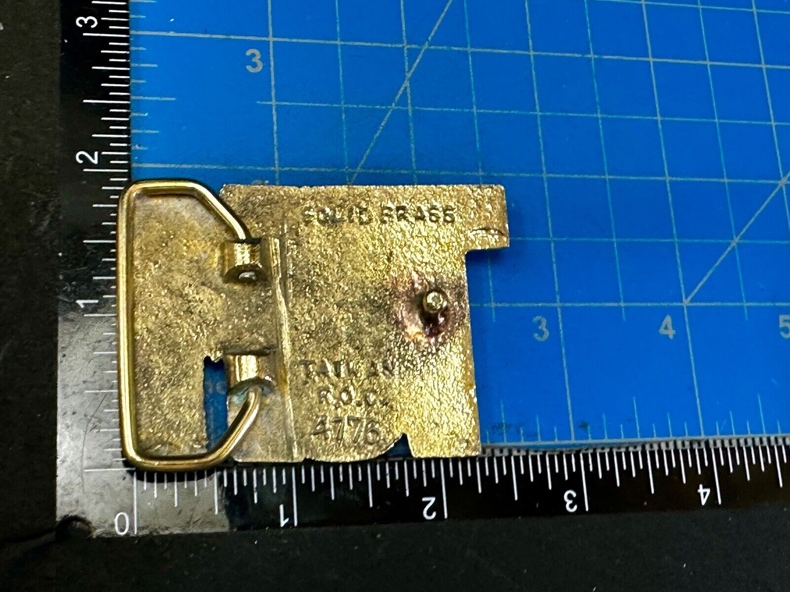 TOM - Custom Name cutout block letters Vintage Solid Brass Belt Buckle