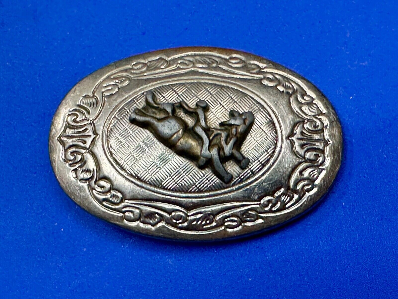 Vintage Cowboy Saddle Bronc 3" wide western oval belt buckle