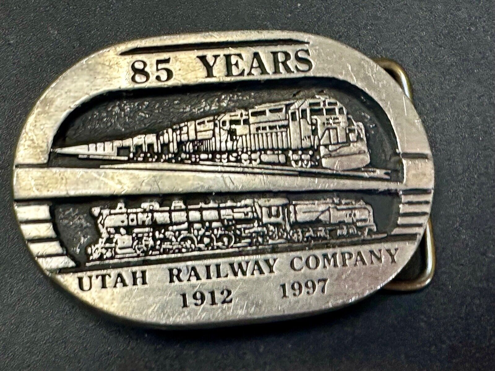 Utah Railway Co Vtg Train Railroad 85 Years - Gary Prazen Sculpture Belt Buckle