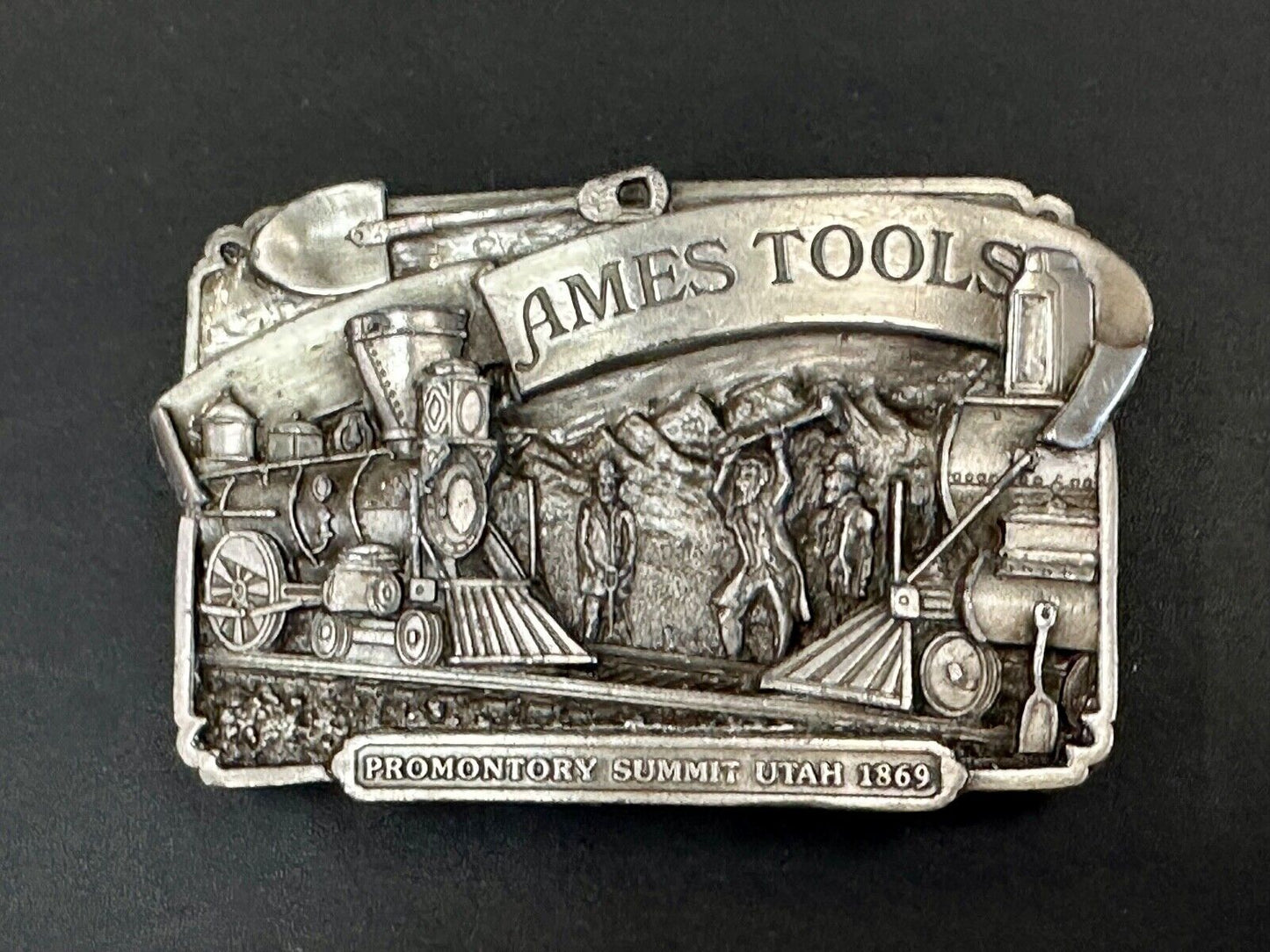Ames Tools Promontory Summit Utah 1869 Train vintage 1972 Siskiyou belt buckle