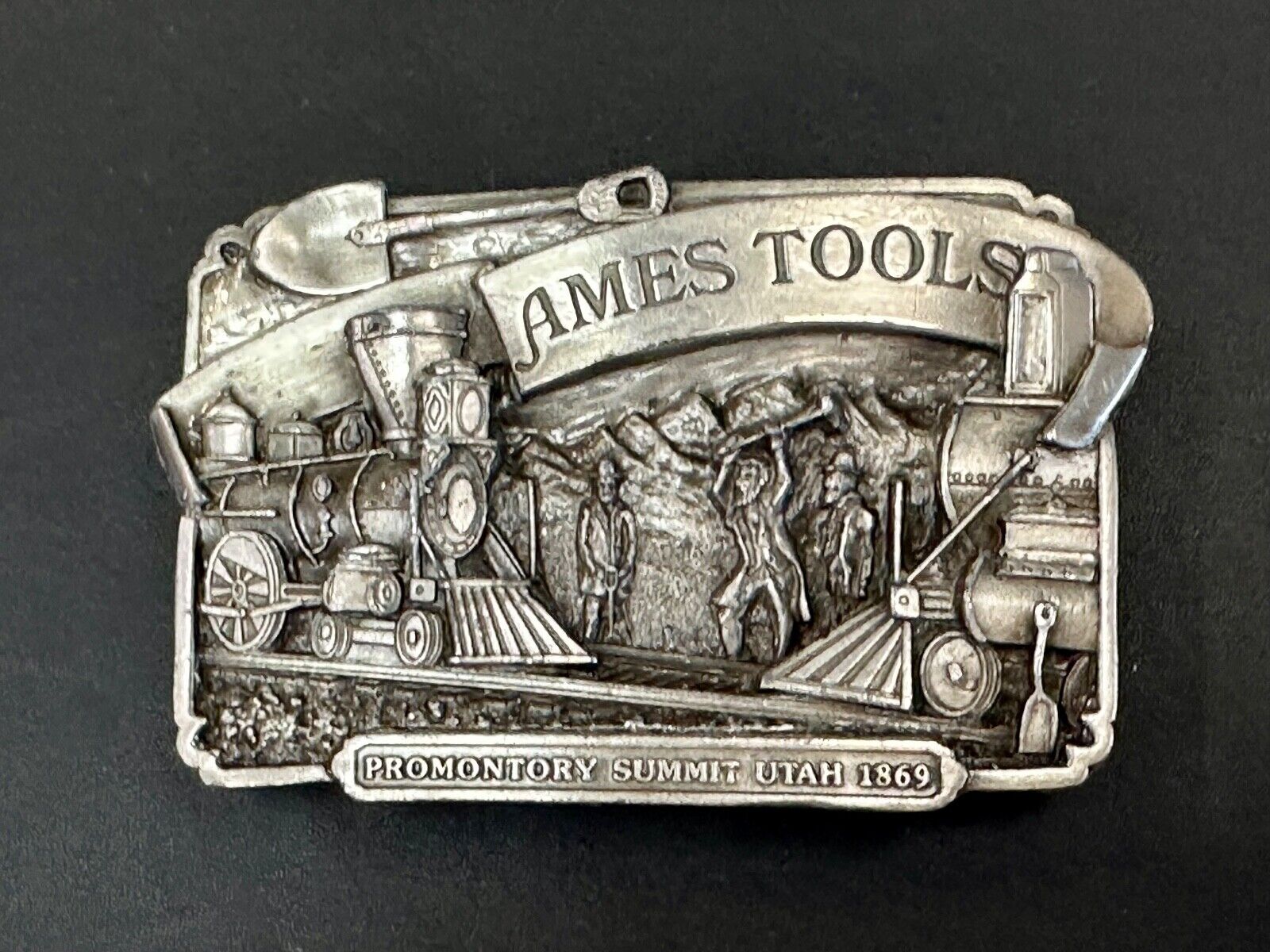 Ames Tools Promontory Summit Utah 1869 Train vintage 1972 Siskiyou belt buckle