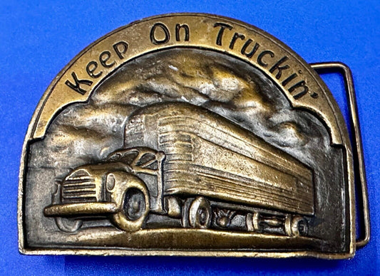 Keep On Truckin Semi Truck Long Haulers Trucker Indiana Metal Craft Belt Buckle