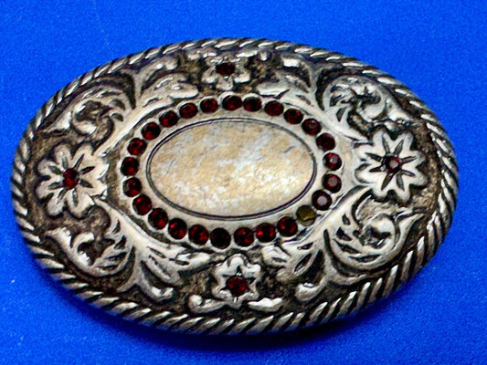 Vintage flower swirl rhinestone accented belt buckle for your center  cab stone