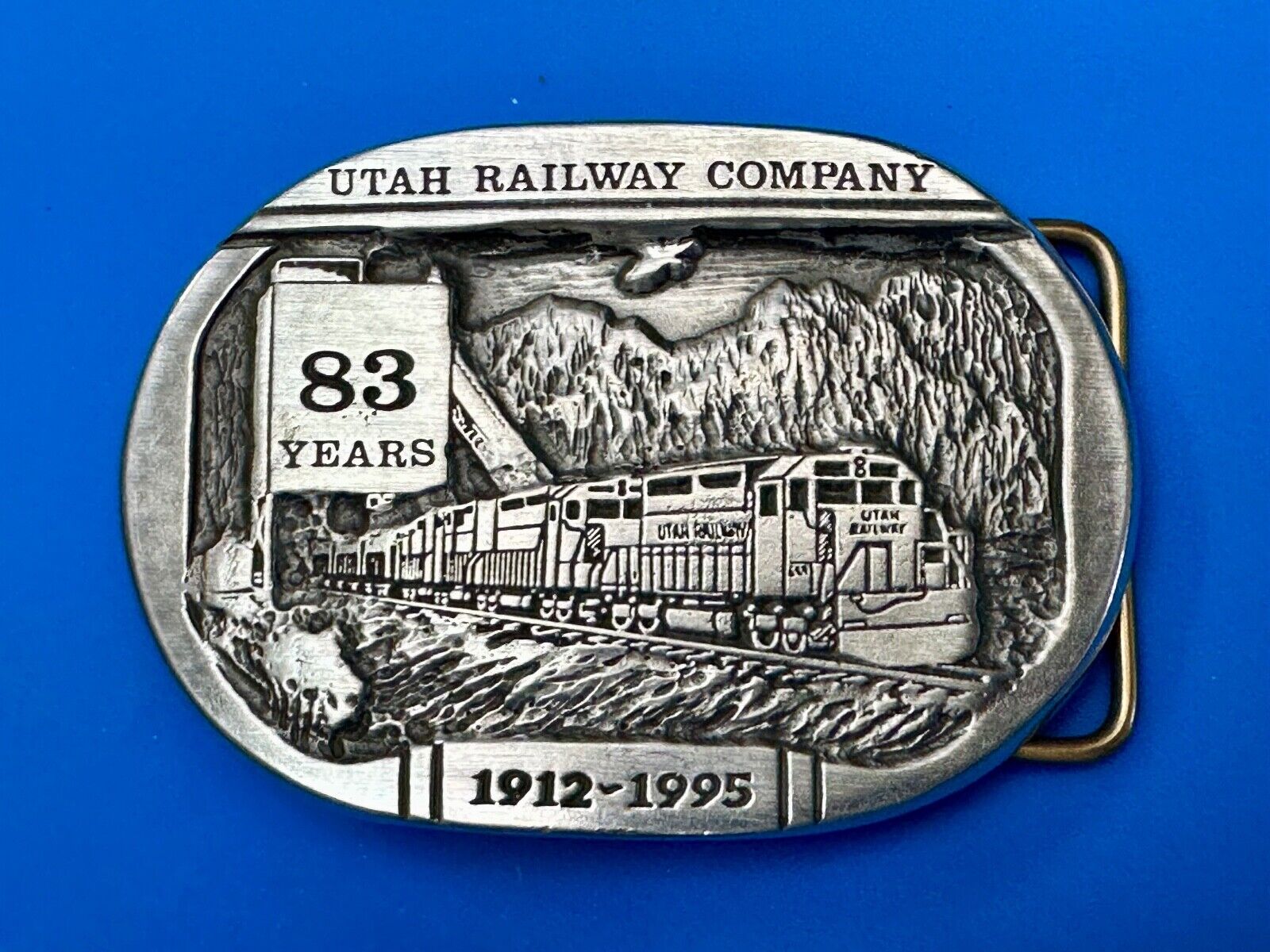 Utah Railway Co Vtg Train Railroad 83 Years - Gary Prazen Sculpture Belt Buckle