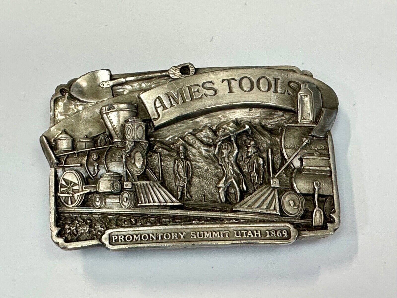 Ames Tools Promontory Summit Utah 1869 Train vintage 1972 Siskiyou belt buckle