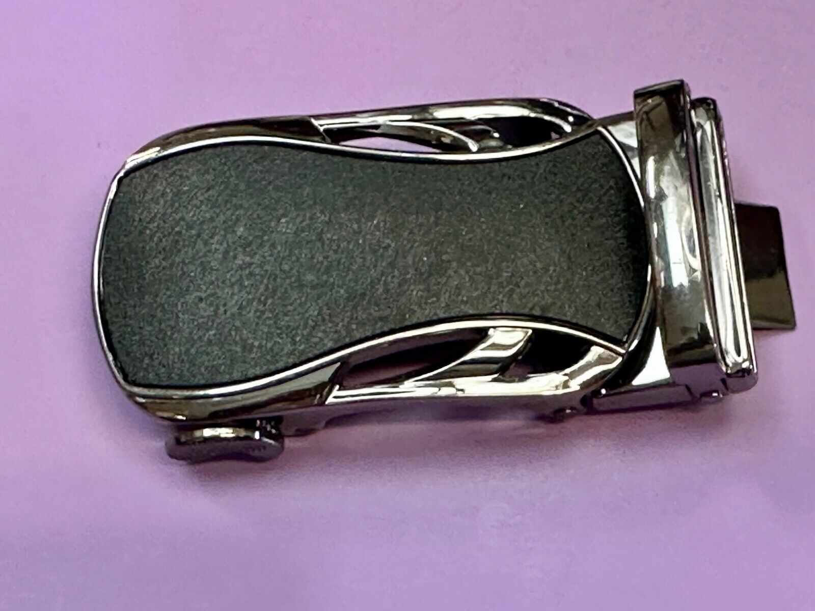 Automatic Ratchet Black & Silver Tone Replacement Dress Style Belt Buckle